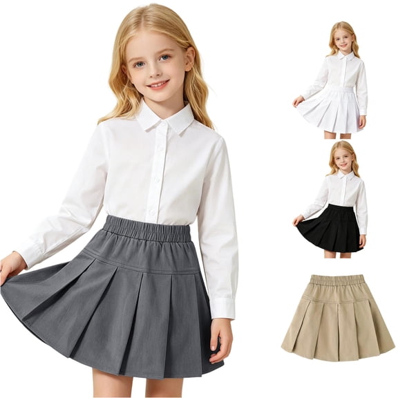 Ticikt Girls Pleated Mini Skirt High Waist Tennis School Uniform Skirts,Grey