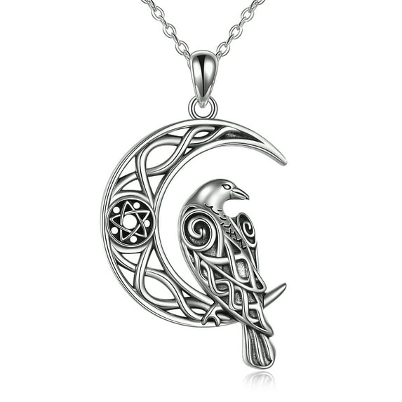 ONEFINITY Eagle Necklace Oxidation Silver Moon Viking Lover Jewelry Birthday Gifts for Woman