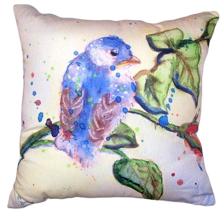 Betsy Drake NC633 18 x 18 in. Betsys Blue Bird No Cord Pillow