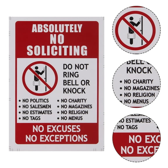 OULII 2Pcs No Soliciting Sign for House Pvc Waterproof Front Door Sign