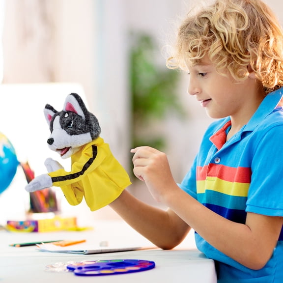 Electric Boxing Husk-ies Hand Puppet Plush Toy – Interactive Kung Fu Dog Doll with Music & Sound Effects, Soft Washable Stuffed Animal for Kids Playtime, Party Games, Christmas Birthday Gift (1 Pc)