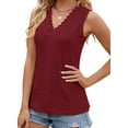 thumbnail image 2 of Women'S Trendy Tank Tops Eyelet Embroidery Sleeveless V-Neck Tank Shirts for Daily Casual Wine Red XL, 2 of 6