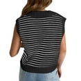 thumbnail image 5 of Lovskoo Summer Sweaters for Women 2024 V Neck Striped Cap Sleeve Tank Tops Sleeveless Spring Clothes Sweater Vest Black XL, 5 of 7