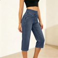 thumbnail image 5 of Asgosdo Women Denim Pants Elastic Waisted Straight Leg Casual Basic Going Out Capris Jeans with Pockets, 5 of 5