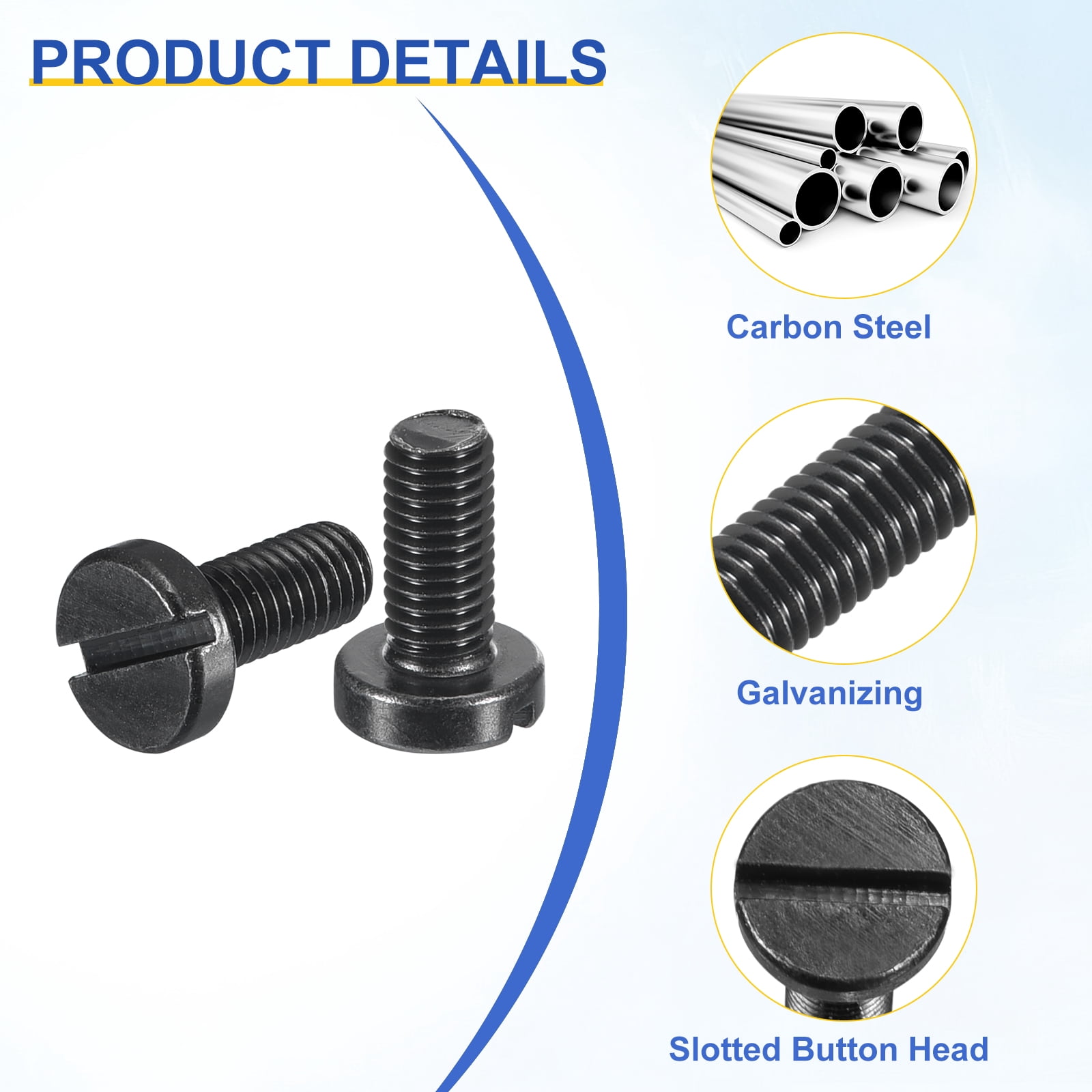 Uxcell Black Oxide Slotted Button Head Screws,100Pcs 6-48 x 5 16"  Carbon Steel Machine Screw for Furniture Installation