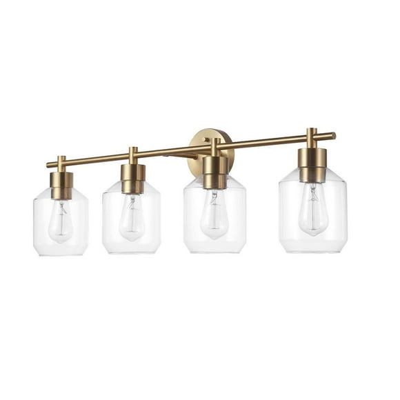 Cannes 4-Light Vanity Light, Matte Brass, Opal Glass Shades