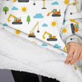 thumbnail image 3 of Oversized Wearable Blanket Hoodie,Cartoon Construction Vehicles Suns Sherpa Blanket Hoodie with Super Pockets,Super Warm Fuzzy Pullover for Women & Men, 3 of 6