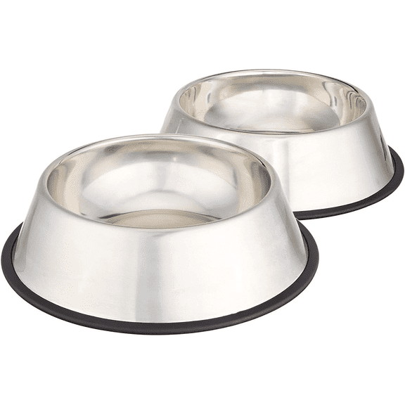 Stainless Steel Dog Bowls with Non-Slip Base, Pet Food and Water Bowls Set for Medium Large Dogs 2pcs