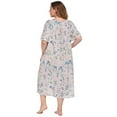 thumbnail image 2 of Women Plus Size Nightgowns Half Sleeve Square Neck Night Gowns Ladies Oversized House Dress Silk Floral Print Comfy Lightweight Lace Splicing Large Size Sleepwear,XL-4XL, 2 of 7