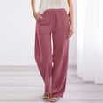 thumbnail image 2 of TRUBKH Womens Linen Pants Barrel Palazzo Pants Flowy Pants Cotton Drawstring Pants Women Baggy Pants Gaucho Pant Casual Pants for Women Long Trousers with Pockets Elastic Cuff Pink S, 2 of 9