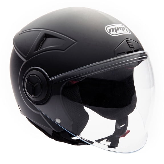 MMG Motorcycle Open Face Helmet DOT Flip-Up Visor Matte Black (Large) Model 28