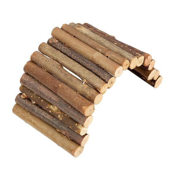 Herwey Wood Bridge Toy, Rodents Bridge Toy,Hamster Bendy Wooden Bridge Ladder House for Reptile Mice Rodents Small Animal Chew Toy