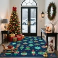 thumbnail image 4 of FairOnly Blue 2'x8'Retro Christmas Runner Rug with Colorful Festive Ball Pattern Ultra Thin Washable Non Slip for Living Room Kitchen Entryway, 4 of 7