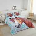 thumbnail image 3 of Western Queen Comforter Set Adults,Brown Horse Bedding Set Cowgirl Bedding Comforter Sets,Rustic Botanical Leaves Bed Set,Blue Horse Decor Room,Reversible, 3 of 7