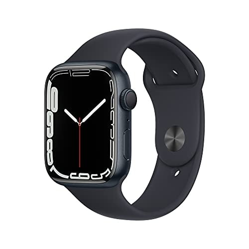 Apple Watch Série 7 GPS, Boîtier en Aluminium de Minuit de 45 Mm avec Bande de Sport de Minuit - Régulier (Nouveau-Ouvert)