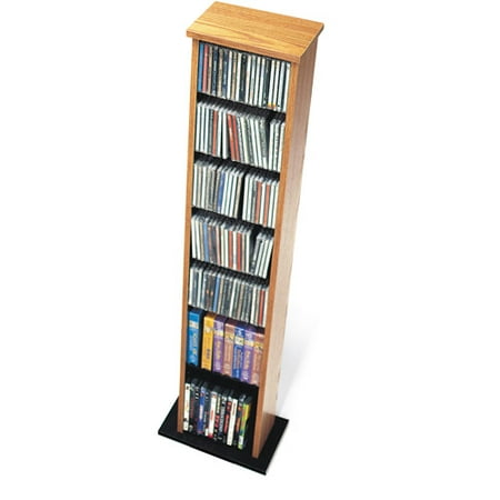 Slim Multimedia Storage Tower Oak & Black - Prepac