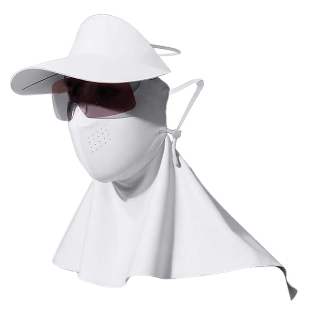 Klon Four In 1 Summer For Cycling With Long Ice Silk Scarf Full Face Sun Gear For Outdoor Riding Ice Silk Sunscreen Face Full Face Cycling Sunshade Hat Integrated