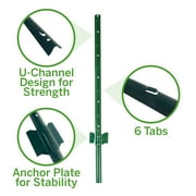 Expert Gardener Powder Coated Steel Fence U Post, Green, 4