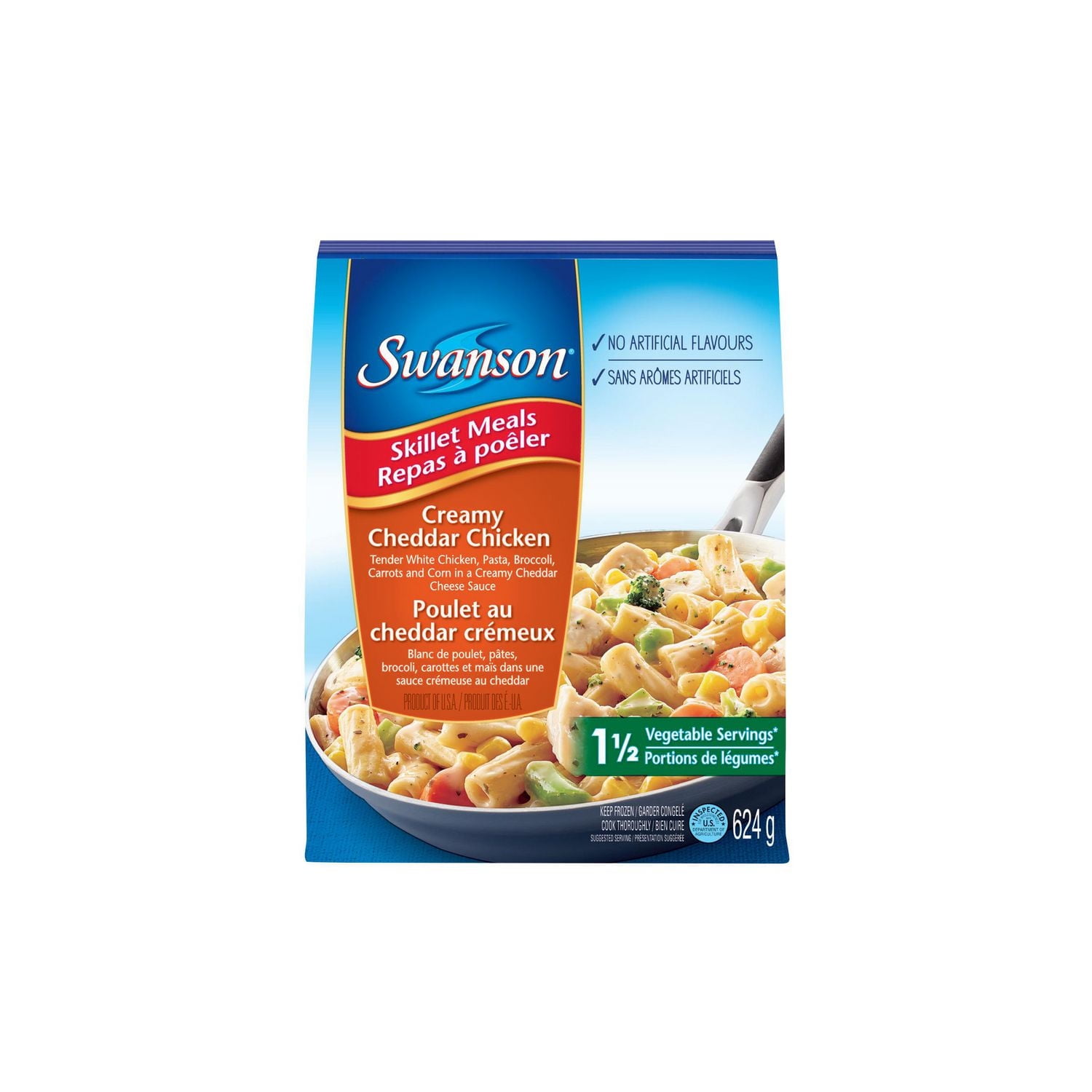 Dîner congelé poulet au cheddar crémeux Repas à poêler de Swanson