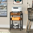 thumbnail image 4 of White Printer Stand with Fabric Drawer, 3 Tier Industrial Side Table, Modern Small Printer Desk Holder with Storage Shelf,Multi-Functional Bedside Tables for Home Office Fax Machine Scanner, 4 of 16