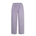 thumbnail image 4 of Women's Casual Pants Summer Pants For Women Casual Pants Stripe Print Side Button Trendy Pants Baggy Elastic Waist Straight Leg Comfy Trousers,Purple Women's Casual Pants XS, 4 of 5
