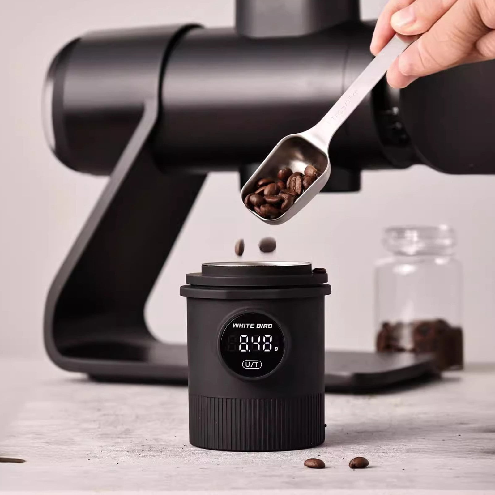 Suodoka Digital Coffee Powder Weighing Cup 58mm Dosing Scale High Accuracy Espresso Pour Over Electronic Scale 500g Capacity USB Rechargeable Battery ABS SUS304 Kitchen Tool 5.5 inches / 14 cm
