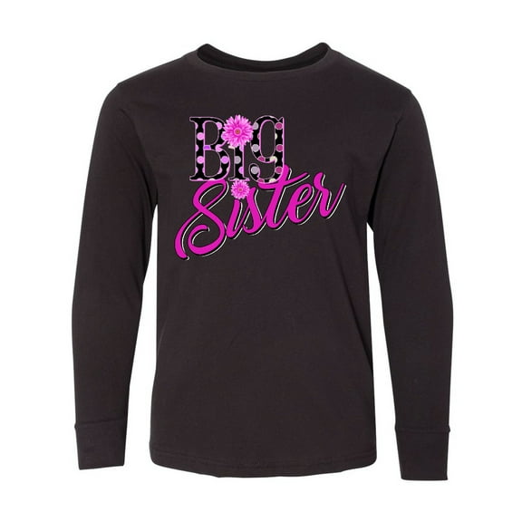 Inktastic Big Sister with Polka Dots Long Sleeve Youth T-Shirt
