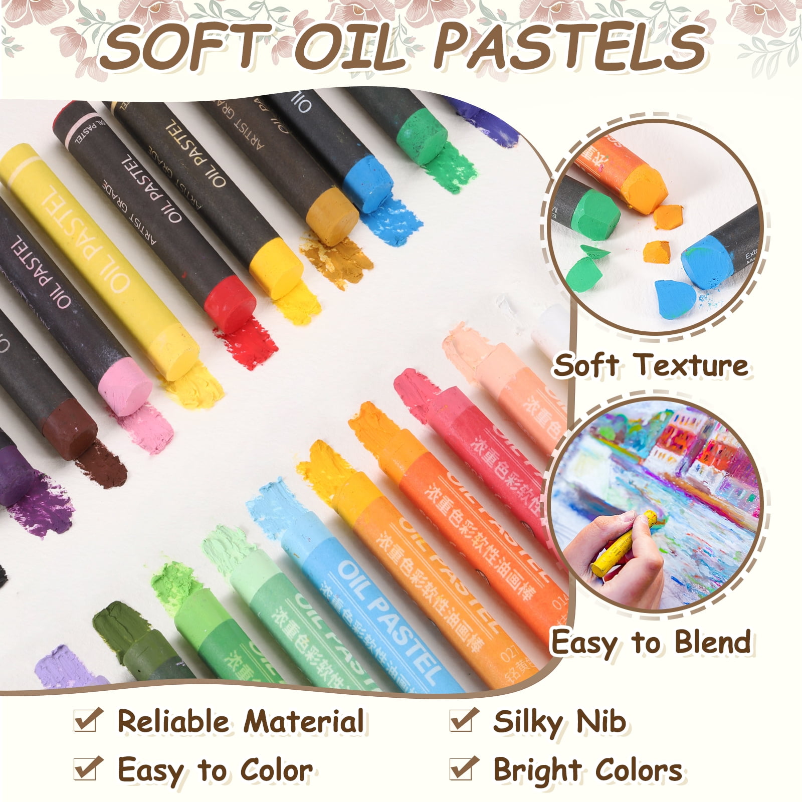 Uxcell Soft Oil Pastels, Oil Pastel Crayons Vibrant Color Blendable Art Supplies for Painting Drawing Blending Painting Artists Beginners Professional(Green, Pack of 36)