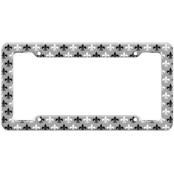 Fleur De Lis Black White Pattern License Plate Frame