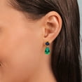 thumbnail image 4 of Gem Stone King 18K Yellow Gold Plated Silver Green Nano Emerald and Blue Sapphire Earrings for Women | 7.08 Cttw | Gemstone May Birthstone | Pear Shape 12X8MM, 4 of 4