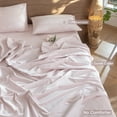 thumbnail image 2 of MooMee Striped Duvet Cover Set Twin 100% Washed Cotton Linen Like Textured Breathable 2-Piece (Greyish Pink& White Classic Stripes, 68"x90"), 2 of 8