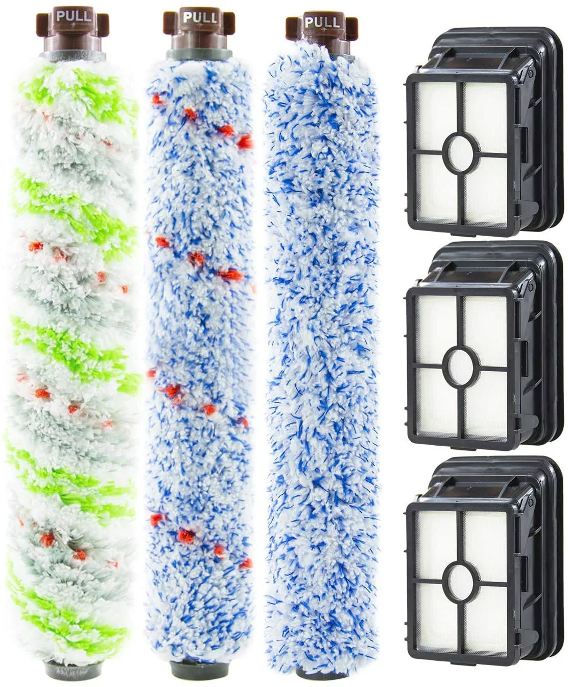 LANON Replacement 3 Brush Roll + 3 Filters Kit For BISSELL CrossWave
