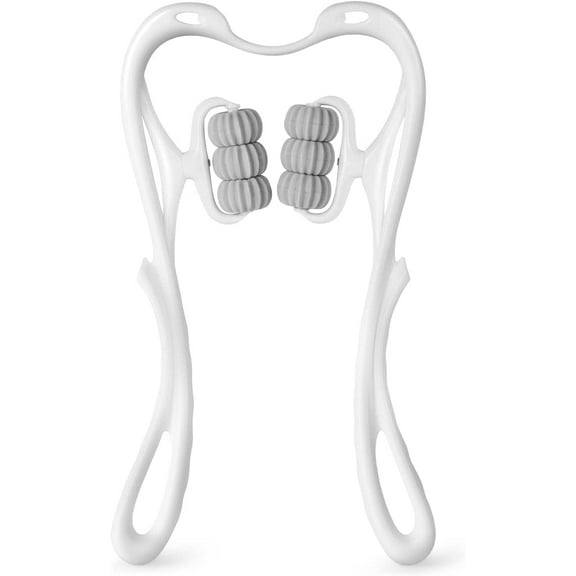 Neck Massager, Upgrade 6 Balls Massage Point Roller Massager for Neck and Back Pain Relief Handheld Massager Tool Suitable Legs Hand Neck and Shoulder Relaxer (White)