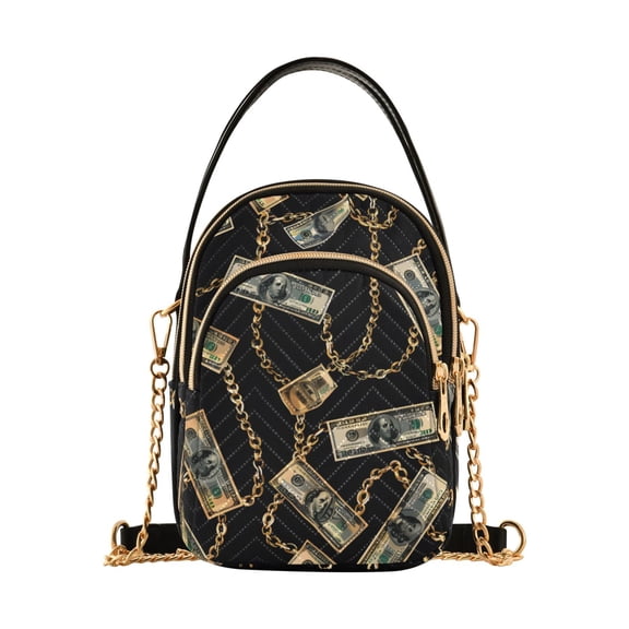 joogoo Women One Hundred Dollar Bills with Chain Chain Crossbody Bags Shoulder Handbag Phone Purse