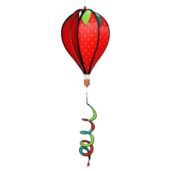 Hot Air Balloon Hanging Garden Spinner 16" - Vibrant Giant Strawberry Design, Weather-Resistant Outdoor Decor, Durable & Lightweight for Patios, Yards, and Gardens - Eye-Catching Wind Spinner