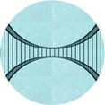 thumbnail image 1 of Ahgly Company Machine Washable Indoor Round Transitional Electric Blue Area Rugs, 6' Round, 1 of 7