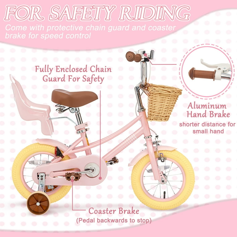 XJD, Girls Bike, 12/14/16/20 Inch, Kids Training Wheels & Basket