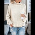 thumbnail image 4 of Suéter de Larga con Cuello Alto y Mangas Abullonadas para Mujer, de Color Liso, para Invierno y Otoño Albaricoque XXL, 4 of 7