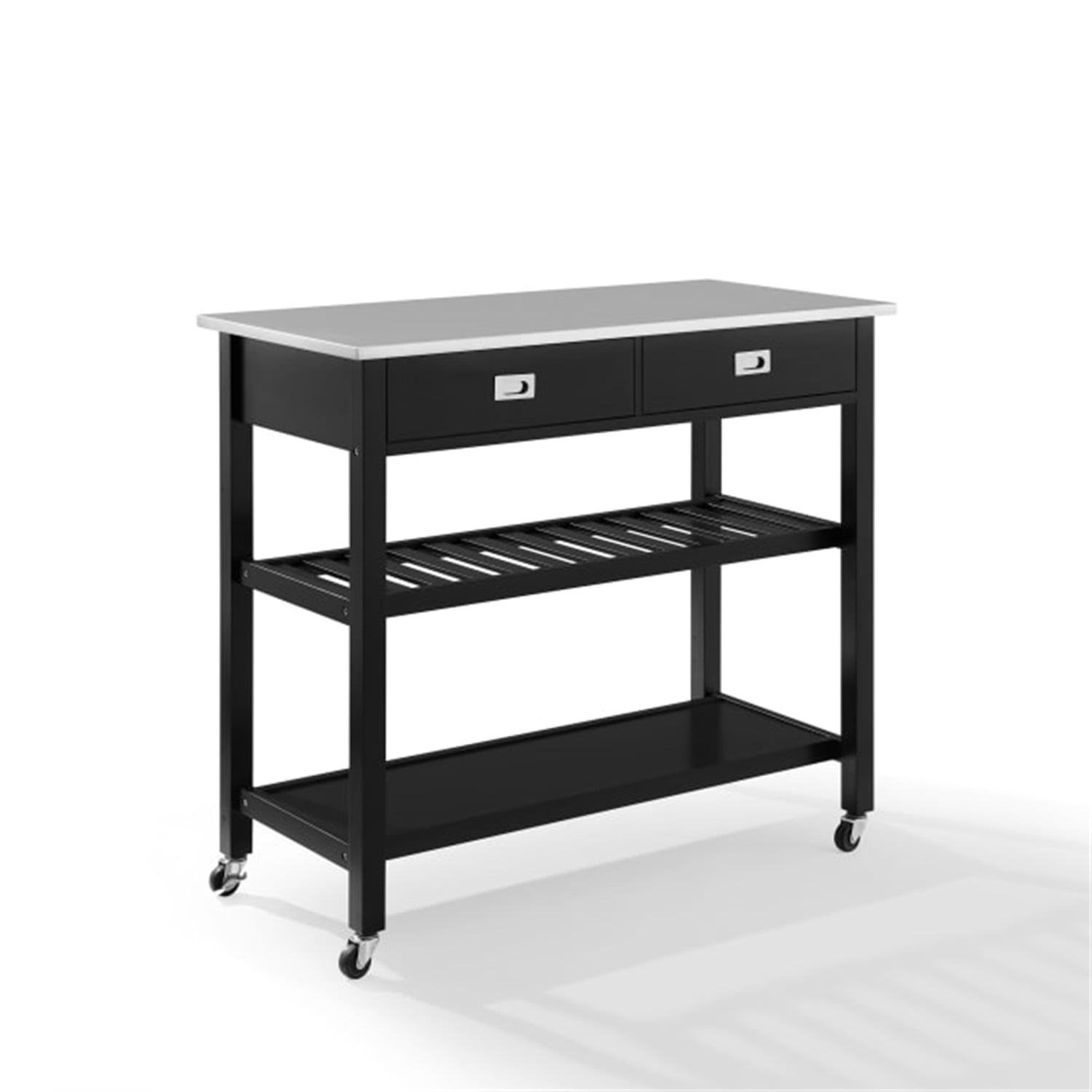Crosley Chloe Stainless Steel Top Kitchen Island/Cart Black/Stainless