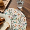 thumbnail image 3 of Teal Orange Eucalyptus Round 15 Inch Placemats Set of 4, Spring Botanical Leaves HeatResistant Non Slip Place Mats for Dining Table, Wipeable Braided Kitchen Table Mats for Housewarming, 3 of 9