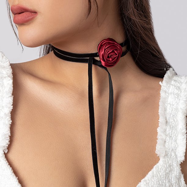 Collar de mujer con borlas de chocolate y diseño floral francés retro de moda de joyería
