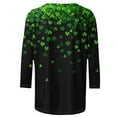 thumbnail image 4 of Green Top for Womens Round Neck 3/4 Sleeve T Shirt Everyday Wear for St. Patrick'S Day Celebration B-Green L, 4 of 5