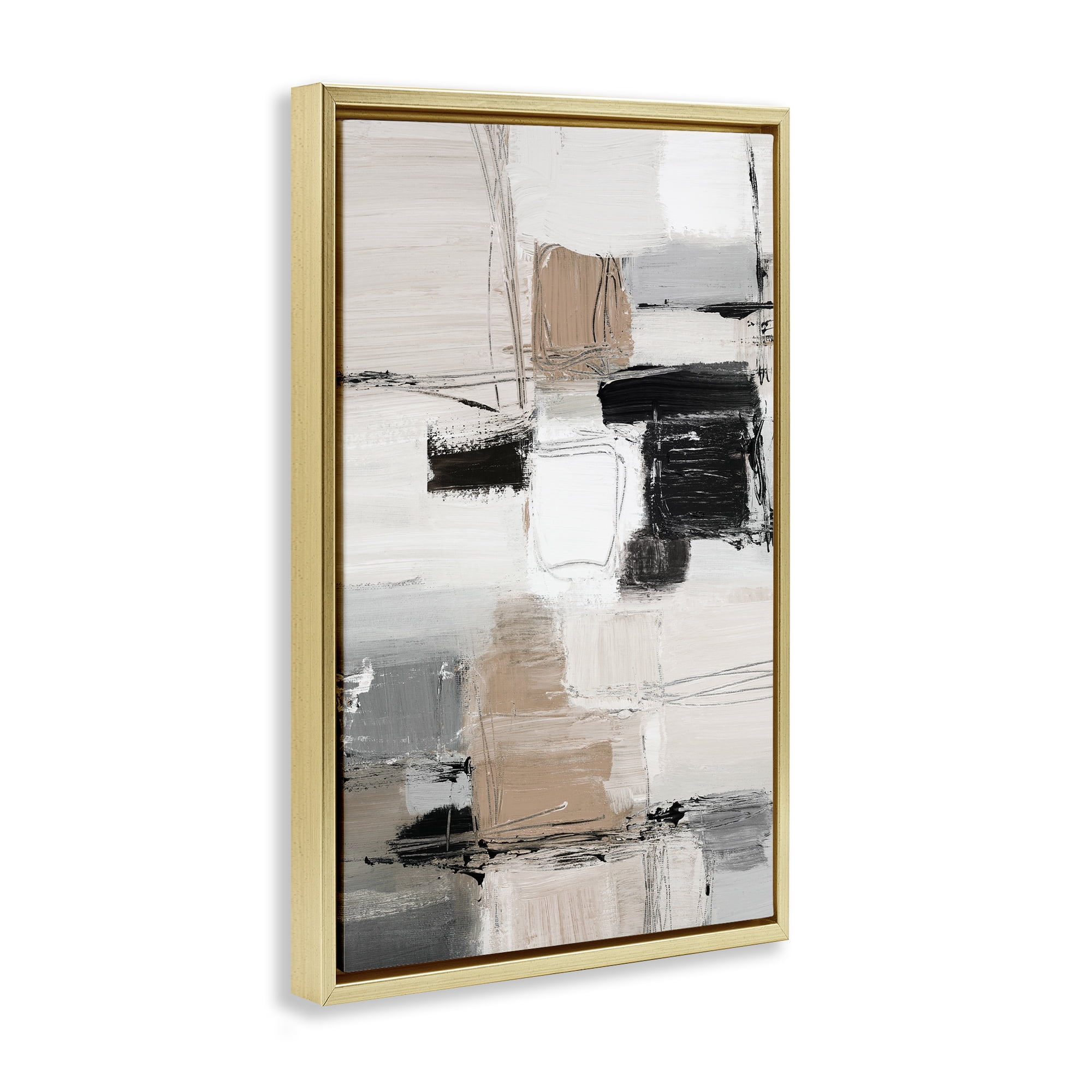 Stupell Industries Contemporary Neutral Variety Gold Framed Floater Canvas Wall Art, design by Lanie Loreth