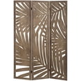 thumbnail image 2 of MyGift 3-Panel Brown Wood Room Divider, Tropical Palm Leaf Cutout Design, 2 of 6