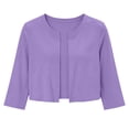 thumbnail image 3 of GZWYHT Women's 3/4 Sleeve Cropped Cardigan Open Front Lightweight Soft Knit Shrug Solid Color Bolero Dressy Casual Cover Up for Dresses Purple XL, 3 of 8