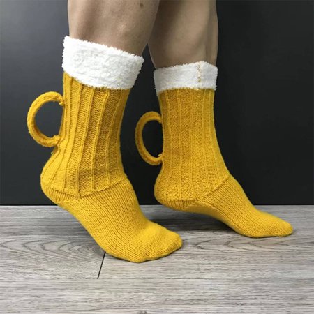 

Christmas Gift 3D Beer mug socks Unisex Winter Warm Floor Sock for men women