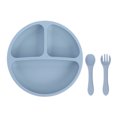 thumbnail image 1 of Portable Silicone Feeding Set for Infants - Includes Blue Baby Plate, Spoon, and Fork, Ideal for Toddlers., 1 of 6