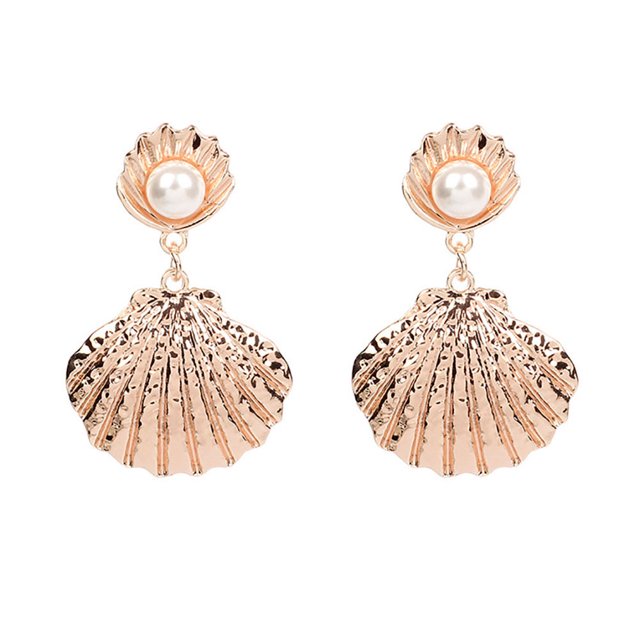 Pendientes de perlas de moda con personalidad para mujer y niña (oro rosa)