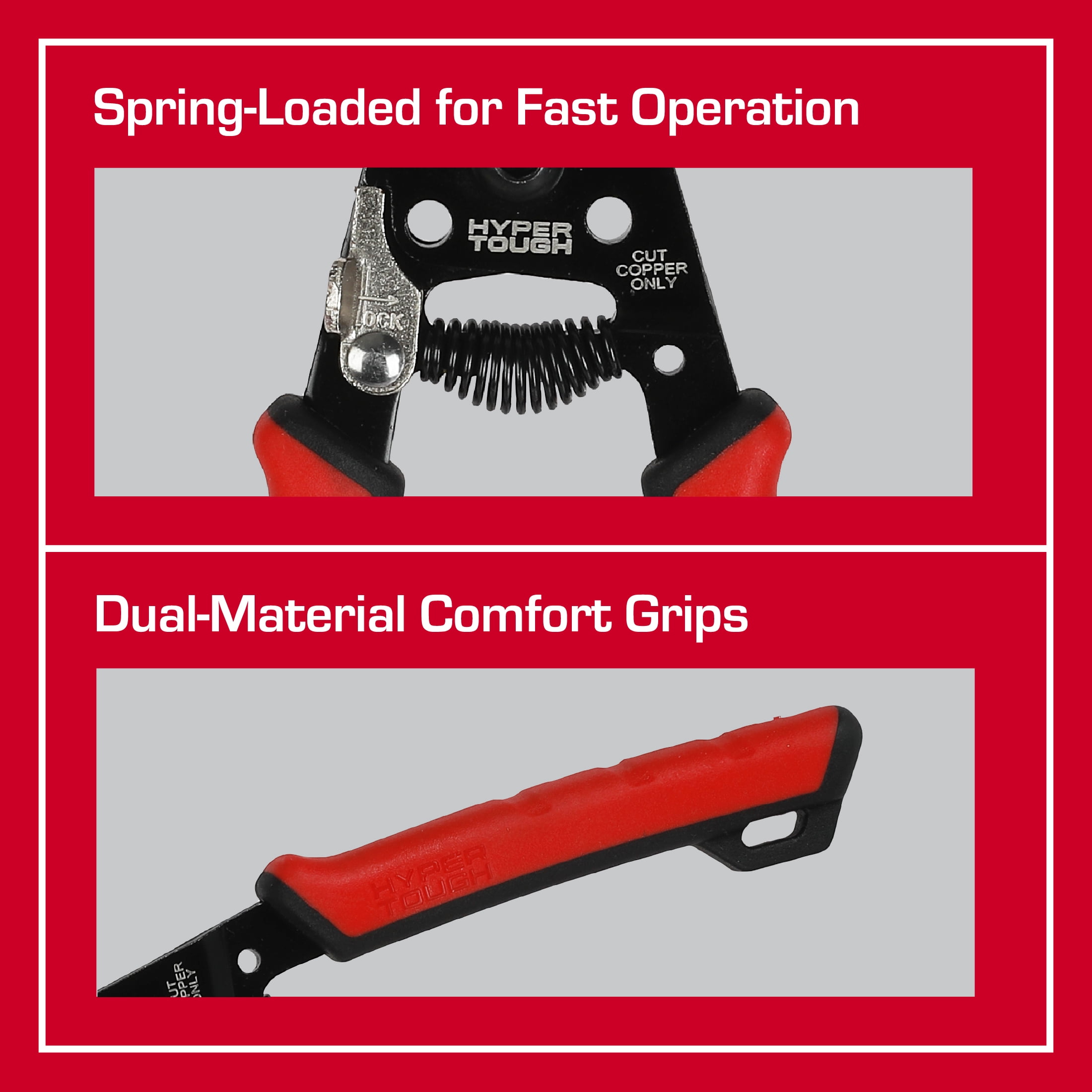 Hyper Tough 6-inch Wire Stripper with Dual Material Comfort Grips