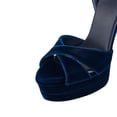 thumbnail image 4 of FSJ Women Peep Toe Platform Sandals Ankle Strap Chunky Block High Heel Buckled Classic Bridal Cocktail Shoes Size 4 Blue Velvet, 4 of 4